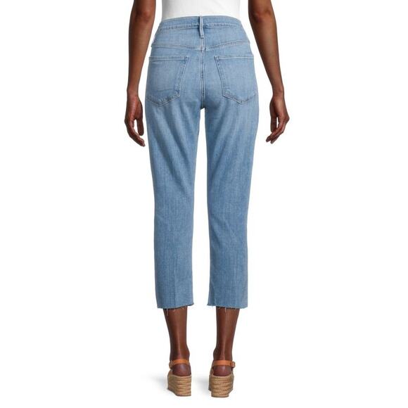 Frame Le Beau Distressed Crop Straight Leg Jeans Size 23 - Picture 2 of 9